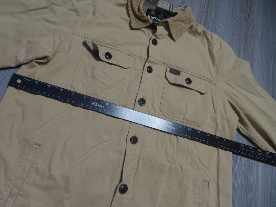 Barbour 100% Cotton Catbell Overshirt Size Small Khaki Corduroy Collar - Image 3 of 4