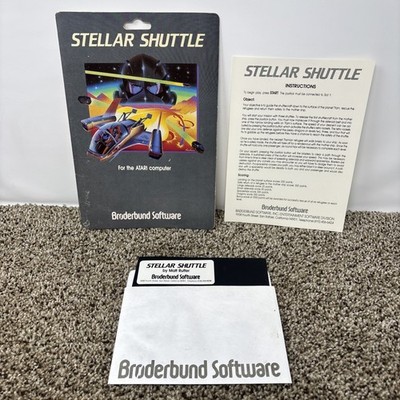STELLAR SHUTTLE Atari 400/800 Computer Broderbund Video Game Disk+Insert TESTED!