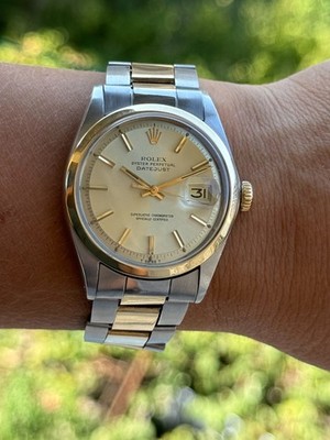 Rolex Date Just Oyster Perptual 1600 Automatic Gold & Steel Mens 36mm Swiss Made