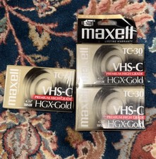 Maxell VHS-C TC-30 Premium High Grade HGX-Gold Videotape 6 Tapes NEW SEALED