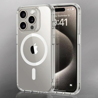 For Apple  iPhone 11-16 Pro XR XS Max 7 8Plus Clear Case Slim Plating Mag Cover