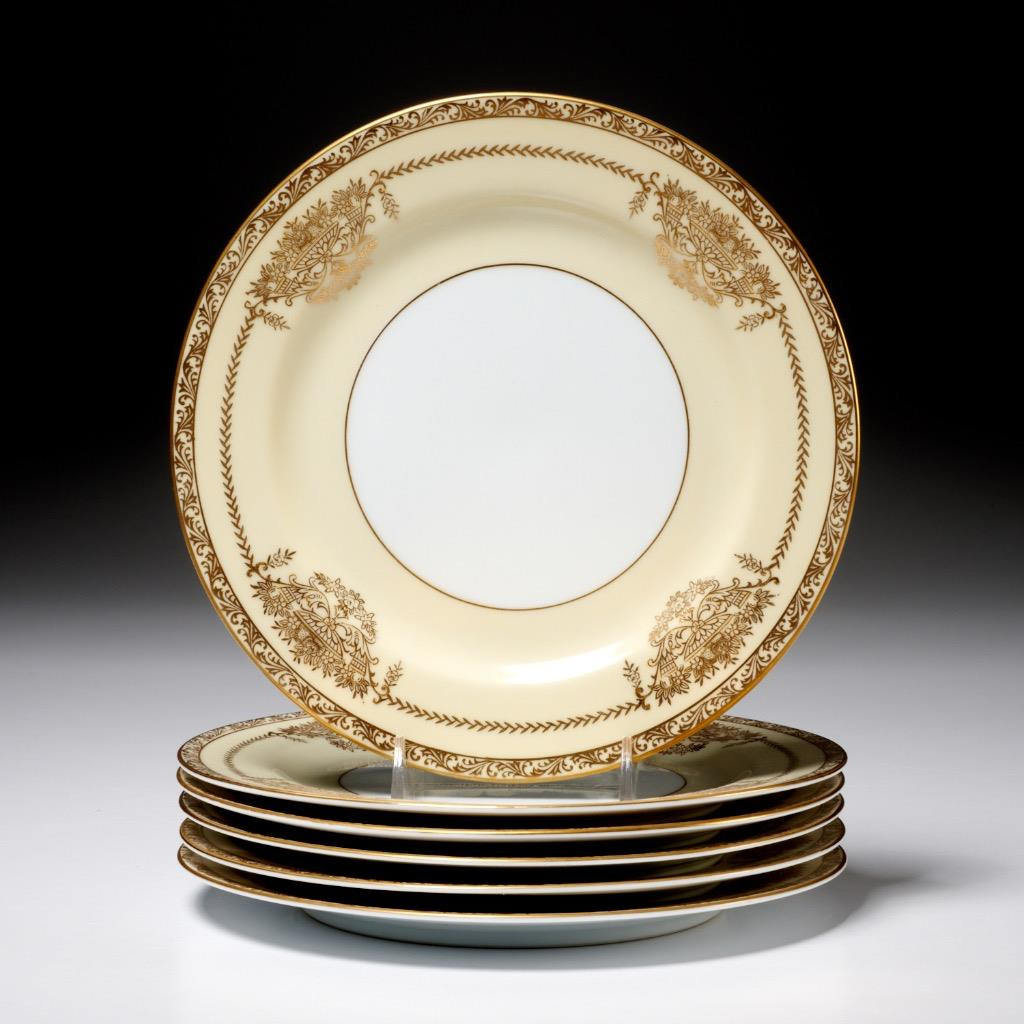 Noritake China Japan Penelope 4781 Ivory Gold 6 Salad Plates Lot