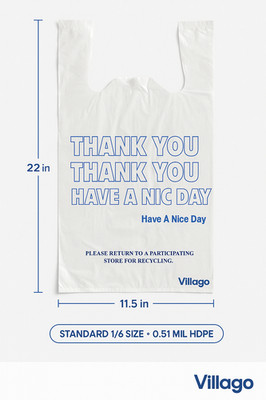 Bags 1/6 Large 11.5x6.5x22 ''Thank You''Blue Print T-Shirt Plastic Grocery HDPE
