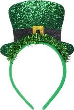 St. Patrick's Day Headband Green Glitter Mini Hat Headbands Top Hat Head Bopper