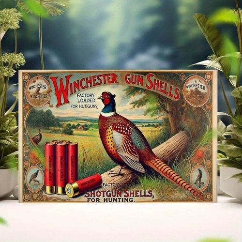 2D Flat,Vintage Winchester Shotgun Shell Tin Metal Signs Home Décor 8x12