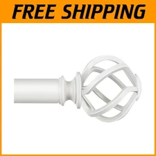 Adjustable Long Curtain Rod with Twisted Cage Finials