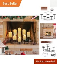 Versatile Black Fireplace Candelabra - 6 Elegant Iron Holders for All Occasions