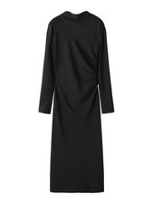 Mango 27004097  Black Ruched Timothee Midi Dress - Large (UK 12) (RRP £59.99)