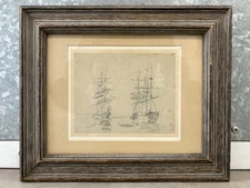 🔥 IMPORTANT Antique French Impressionist NAUTICAL Ships Painting, Eugene BOUDIN