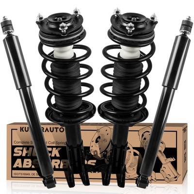 KUIPERAUTO Front and Rear Complete Strut Spring 4x Front+Rear Struts, Black 