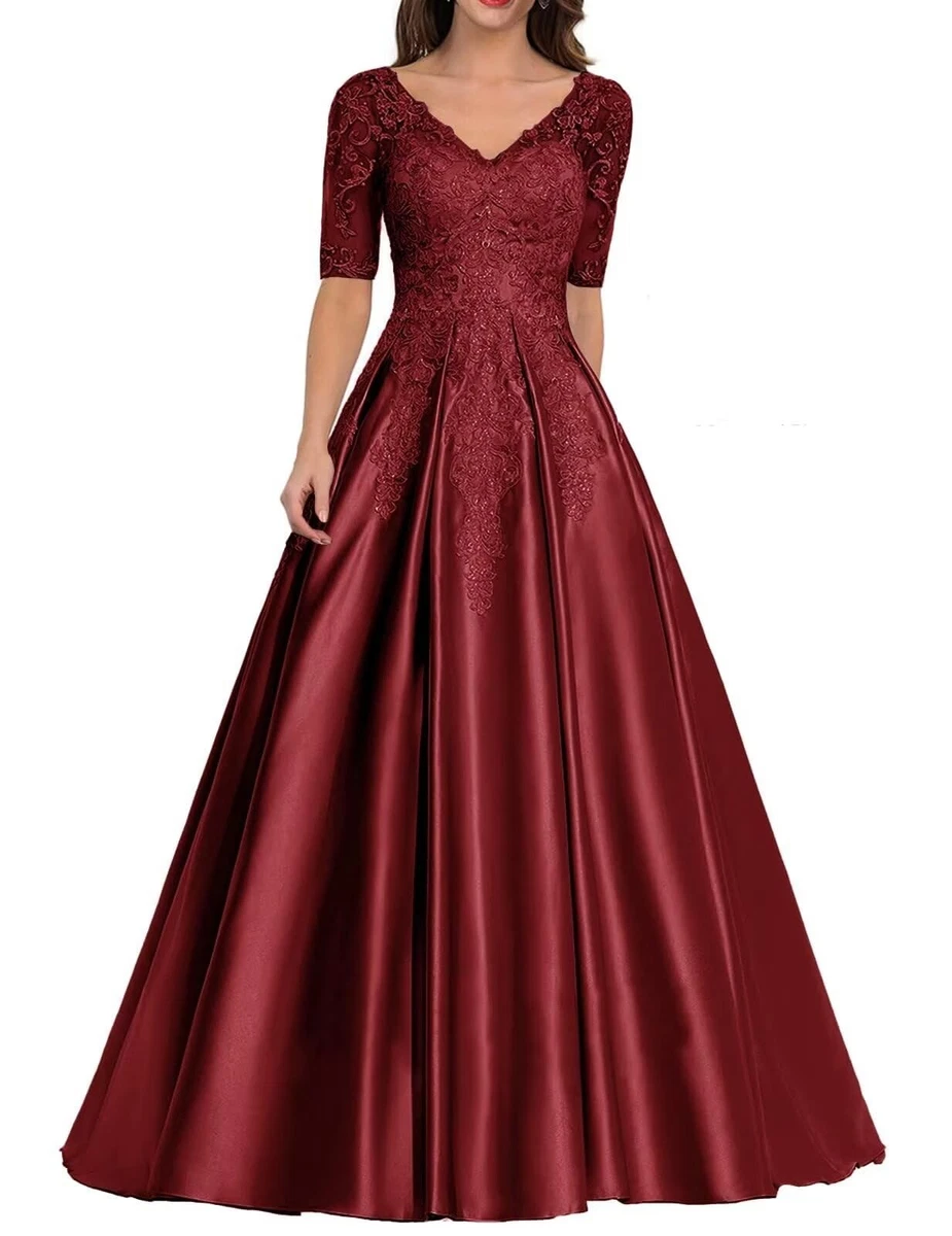 princess polly baby blue dress Vintage Women Burgundy Bridesmaid Dress with Long Sleeves for Wedding –  Siaoryne main image 1