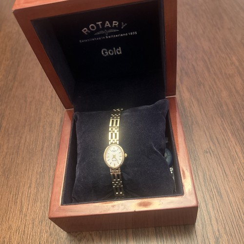 Rotary Elite All 9ct Gold Luxury Ladies Watch Boxed And Papers And Spare Links