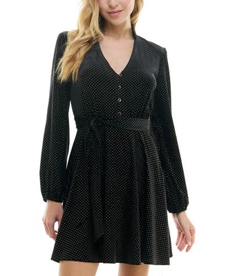 City Studio Juniors V-Neck Faux Wrap Dress Size L
