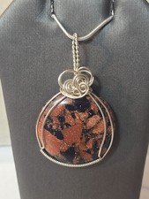 Wire Wrapped Sterling Silver Necklace Pendant Multicolor Natural Stone OOAK