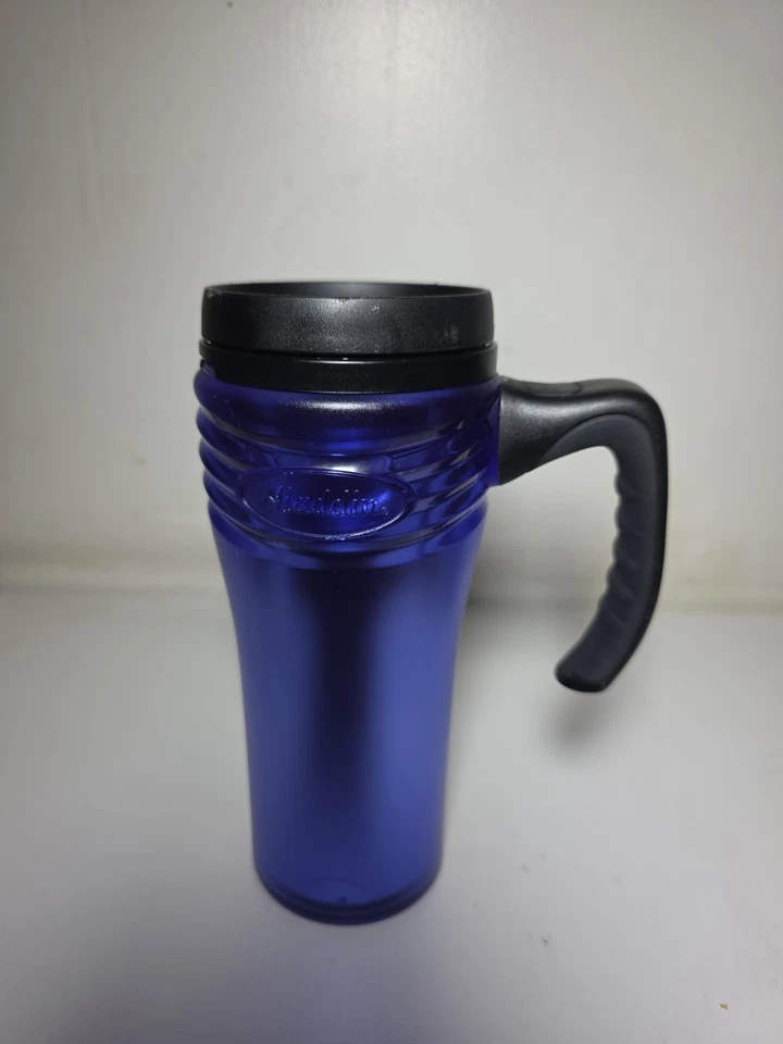Aladdin Insulated eCycle Travel Coffee Mug Cup 16 oz Florish Blu CLEAN w/ Handle - Image 2 of 4