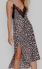 Victoria's Secret Leopard Lace Satin Nighty Slip Dress M Coquette Lingeriecore