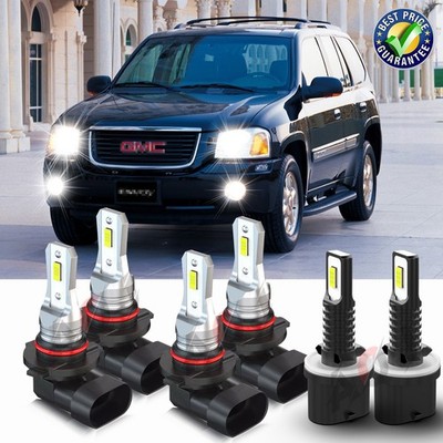 For GMC Envoy 2002-2009 9005 9006 880 LED Headlight+Fog Lights Combo White Bulbs