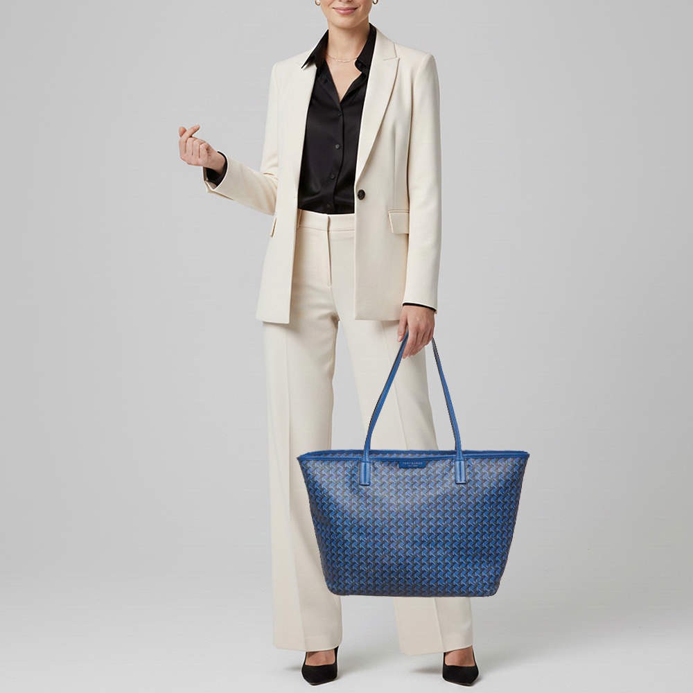 Tory Burch EverReady Mediterranean Blue Coated Canvas Zip Tote | eBay