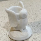 Vintage MCM Westmoreland Opalescent Baby Owl White Milk Glass Toothpick Holder