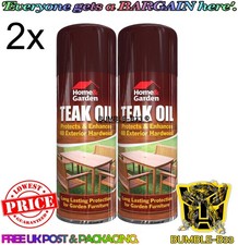 2 x 400ml Teak Oil Exterior Hardwood/Softwood Garden Furniture Spray Can 12.46 per litre