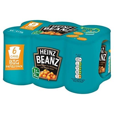 Heinz Beanz Baked Beans in Tomato Sauce 2.44 oz Pack of 6 No Artificial Addit...