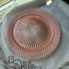 Vtg Hocking Miss America Pink Depression Glass Plate 10" round Diamond Point