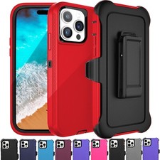 For iPhone 15 Plus 15 Pro Max Shockproof Defender Case Cover+Belt Holster Clip