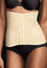 Maidenform Flexees Waist Nipper Cincher Shapewear Corset Ivory Floral XL 6868