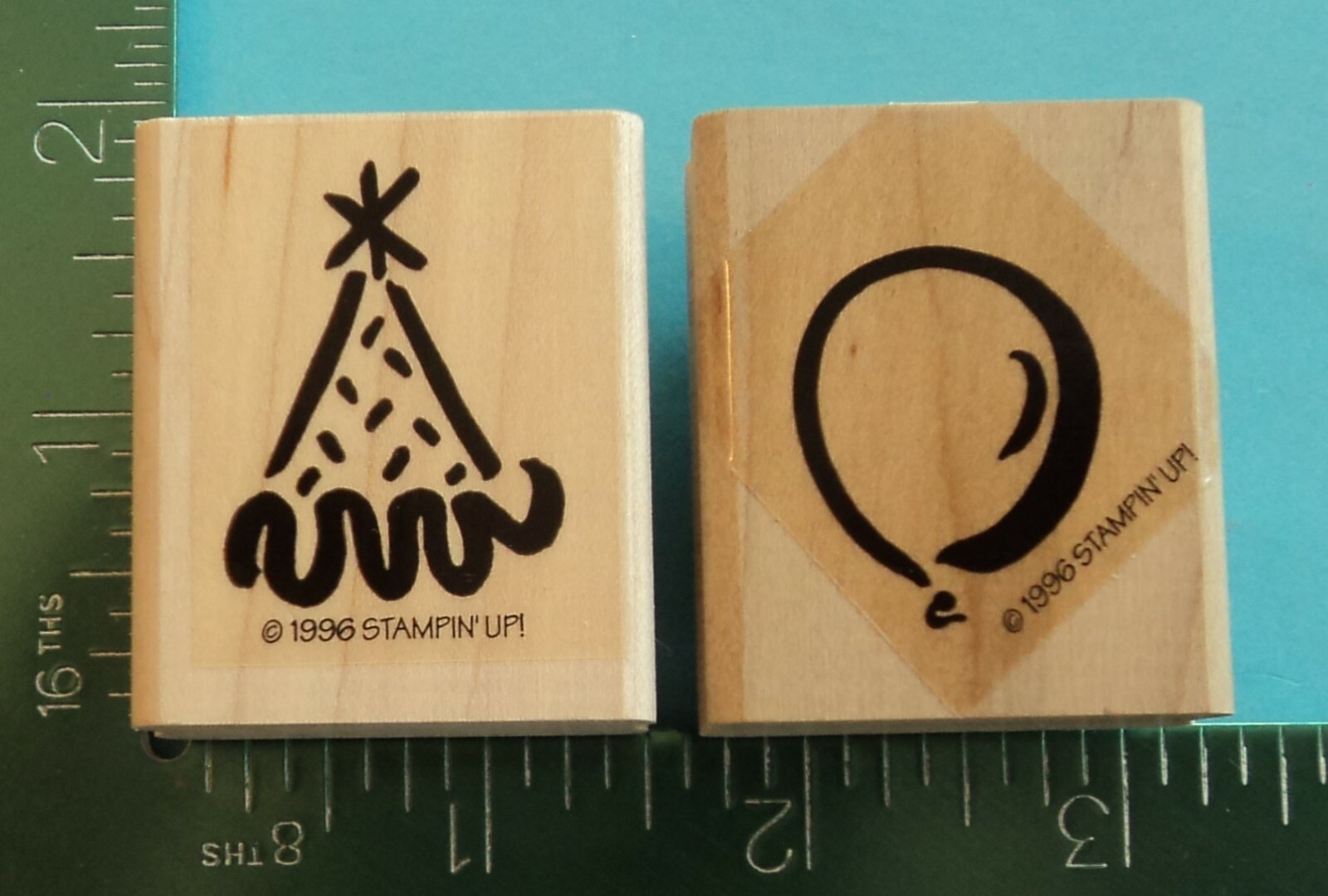 Stampin Up PARTY HAT and BALLOON Rubber Stamps Birthday Party Celebration