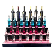 110V LED Lighted Shelf Illuminated Liquor Bottle Stand Bar Display Stand Acrylic