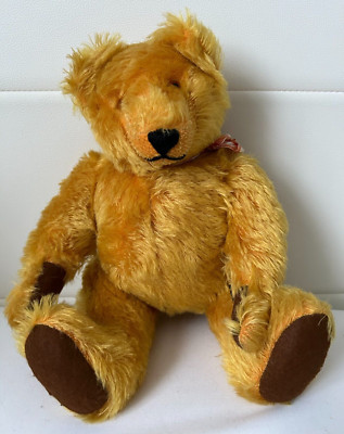 MAX VINTAGE 14'' MOHAIR BÄR MIT KNURREN VON JOHANNA HAIDA AUS SONNEBERG GERMANY