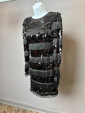 Pretty Little Thing Womens Black Embellished Detailed Sleeve Dress Size 4