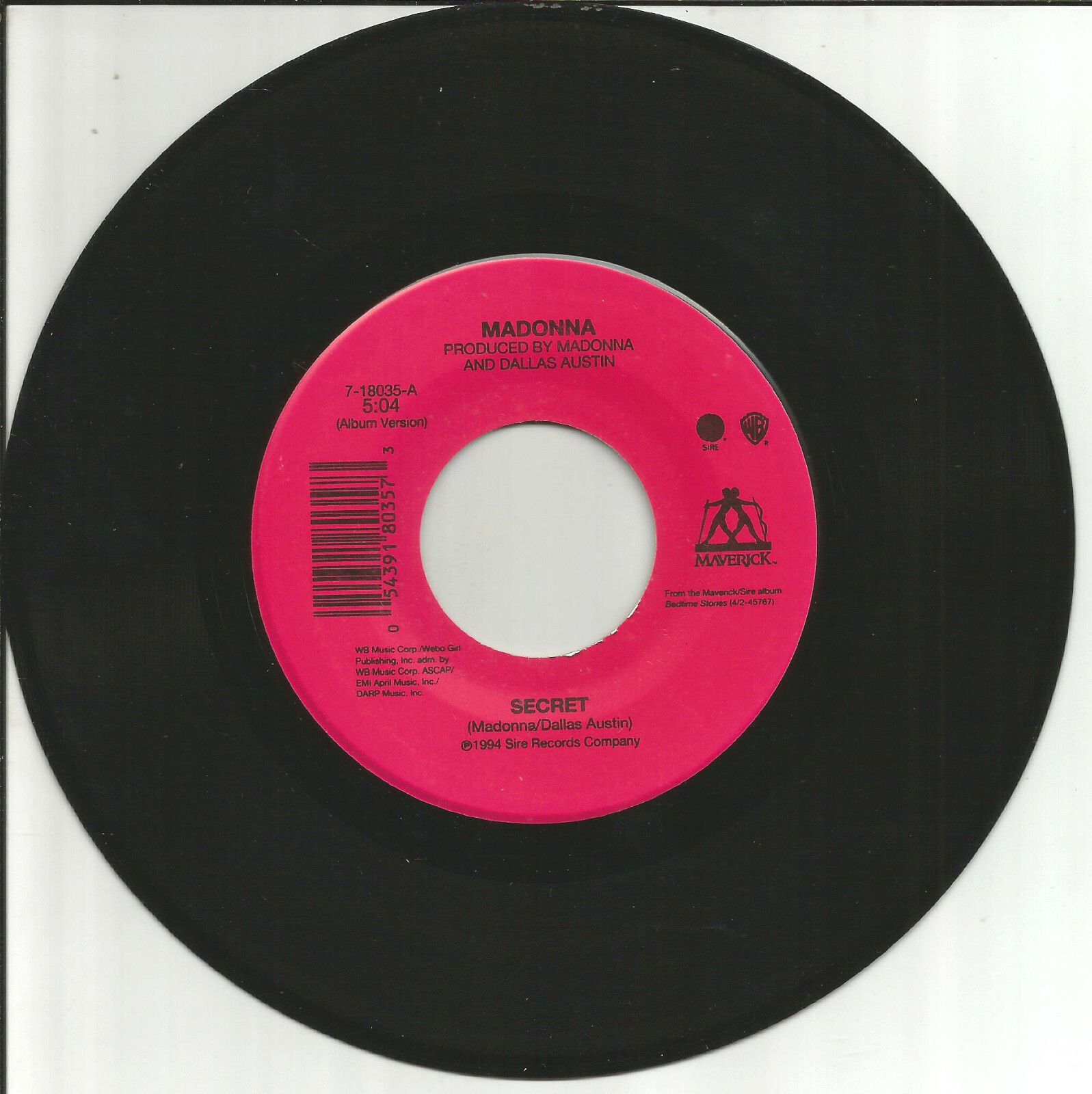 MADONNA Secret w/ RARE INSTRUMENTAL LIMITED USA 7 INCH Vinyl Single 45 MINT