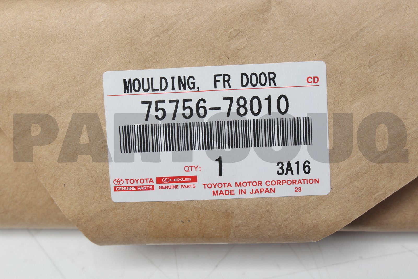7575678010 Genuine Toyota MOULDING, FRONT DOOR WINDOW FRAME, REAR 