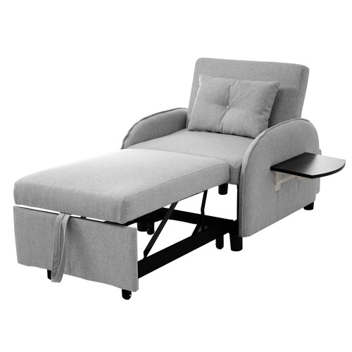 Einzelsofa ausziehbarer Schlafsofa Sofabett Liegesessel mit Bettfunktion Grau - Bild 5 von 20