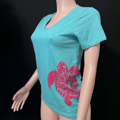 Hatley Little Blue House Quebec New Women s PJ V Neck Sea Turtle Shirt Small