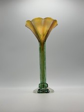 Steven Lundberg Glass Art  Iridescent Trumpet Vase  Signed 2005 Blown Glass