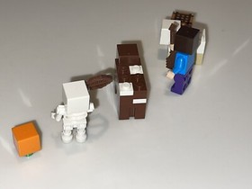 LOT 5 Lego 21114 Minecraft Farm Minifigs Steve Skeleton Sheep Cow Pumpkin EUC