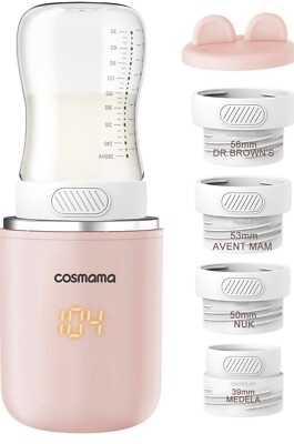 Cosmama portable bottle warmer, fast heating with 4 adapters