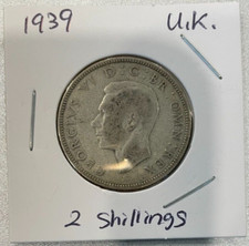1939 Great Britain 2 Shillings Silver Coin - Foreign World Silver Coin