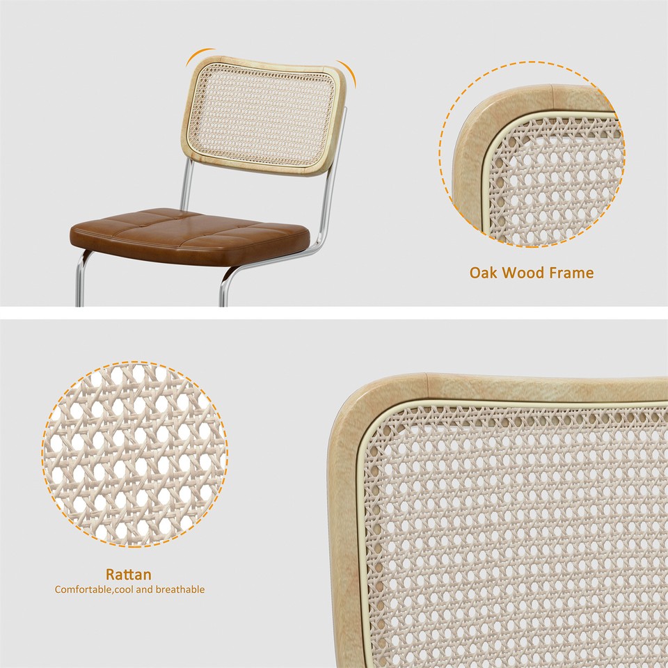 Rattan Dining Chairs Set of 2/4, Modern Side Chairs for Dining Room ...