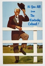 1960s Old Kentucky Colonel Harland Sanders Mustache Race Horse Vintage Postcard