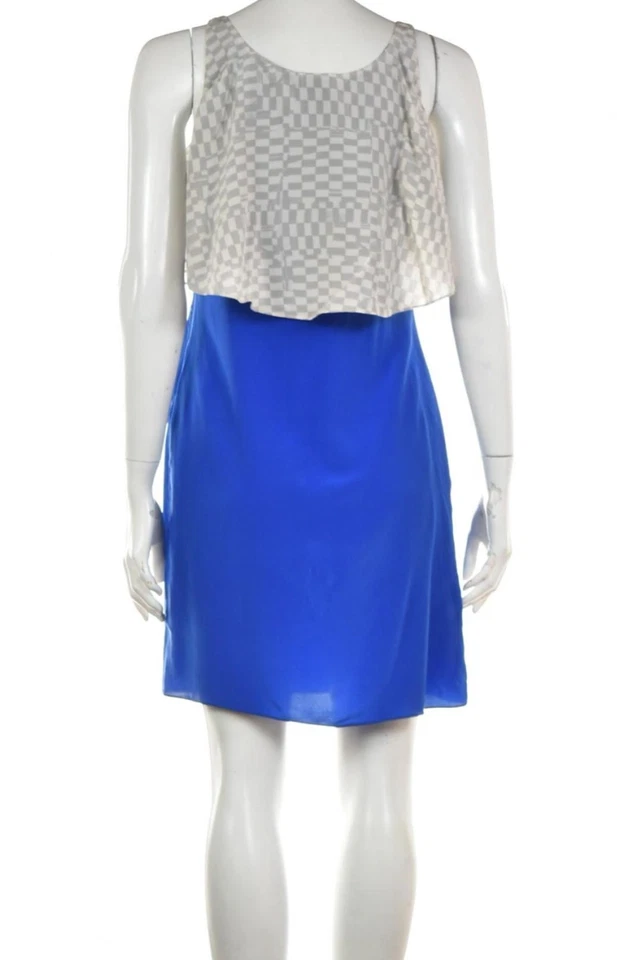 Vestido para mujer Vena Cava talla 4 azul blanco gris funda por encima de la rodilla sin mangas seda Foto 2 de 4