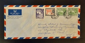 BRITISH GUIANA Cover 1955 QEII to Hartford Connecticut Postmark New Amsterdam