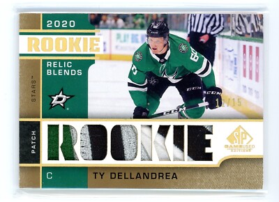 2020-21 UD SP GAME USED ROOKIE BLENDS PATCH /15 TY DELLANDREA - 4 CLR SICK !!!
