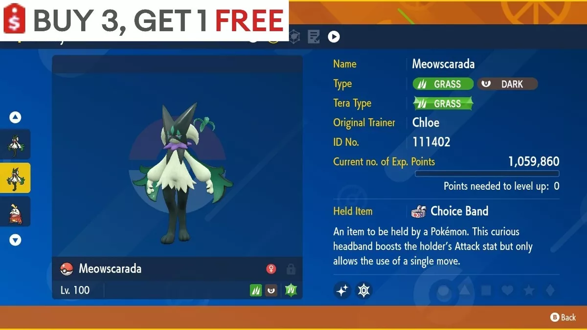 Shiny Meowscarada / Pokémon Scarlet and Violet / 6IV Pokemon