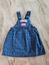 Vintage Oshkosh B'Gosh Vestbak Denim Rose Print Jumper Girls 3T Union Made USA