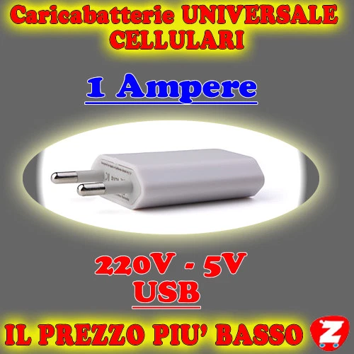 2 Caricabatterie USB 5V 1A 5W Con Protezioni Integrate – Spina Per Cellulari, Cuffie, Smartwatch E Accessori, Viaggio E Casa