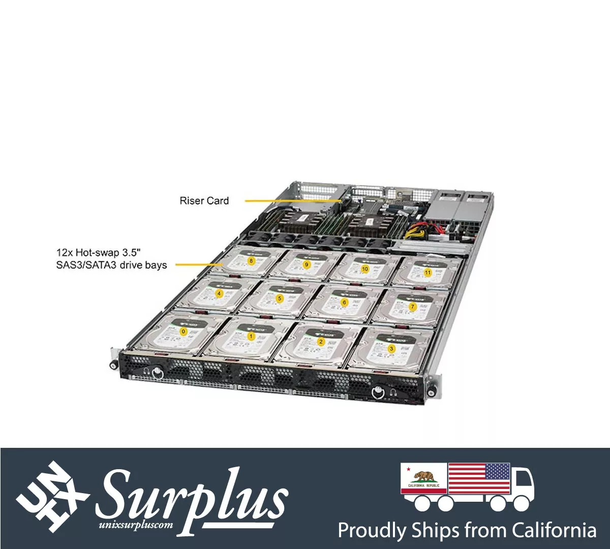 Stockage domestique Nas Chsssis, 2 baies, 6 Go, SMibackplane, 6