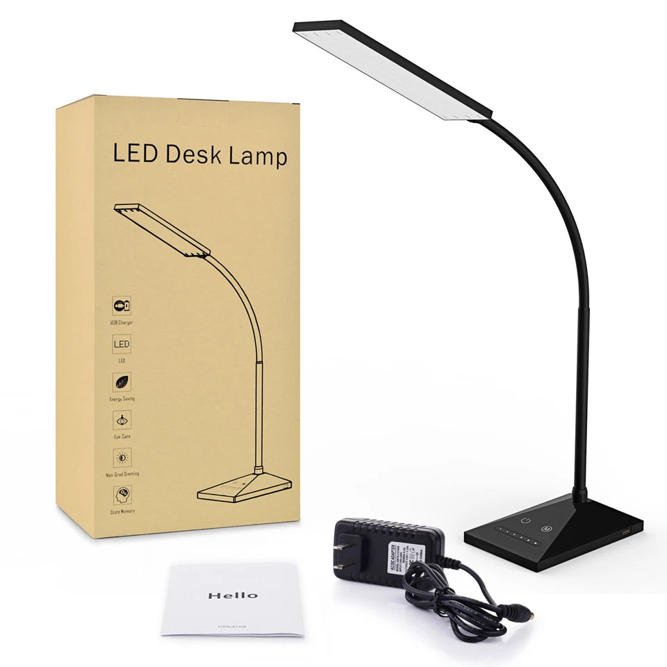 12W LED Desk Lamp Flexible Touch Sensor 5 Mode Reading Lamp Night Light USB Port - Image 2 of 4